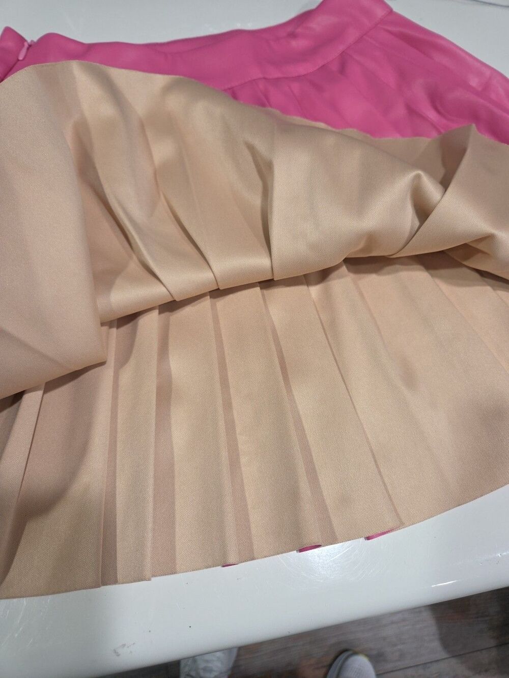XS PINK High Waist Skater Mini Flared Pleated Skirt Short Tennis Pencil Skirt B2 - Picture 11 of 13